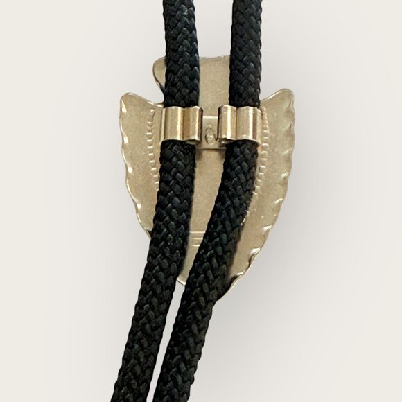 Silver Tone Southwest Arrowhead Turquoise Bolo Tie Necklace Southwestern - Picture 3 of 5